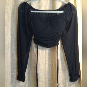 Papermoon long sleeve crop top. Black. Small